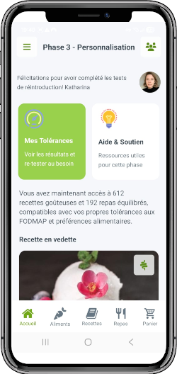 App mobile Diète FODMAP supervisée